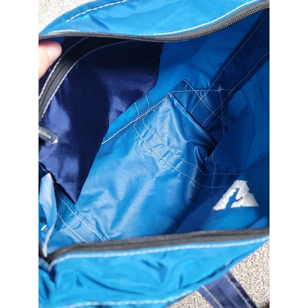 Vintage LL Bean Blue Nylon Tote Bag Blue Medium Everyday Lightweight Beach LOGO
